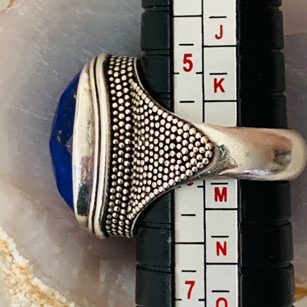 Vintage BA Suarti Sterling Silver Ring Faceted Lapis Lazuli Stone Size 6 US - Picture 6 of 11